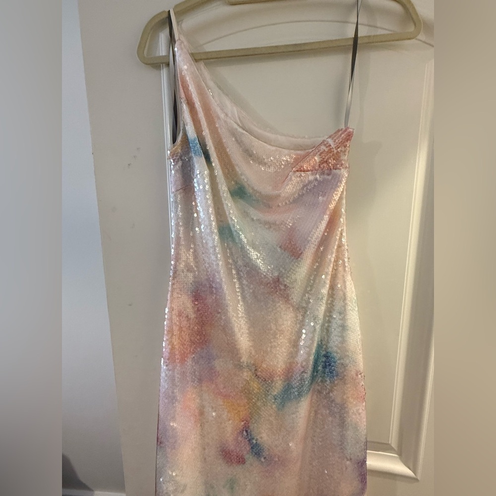 Monique Lhuillier Pastel One-Shoulder Dress - Picture 9 of 11